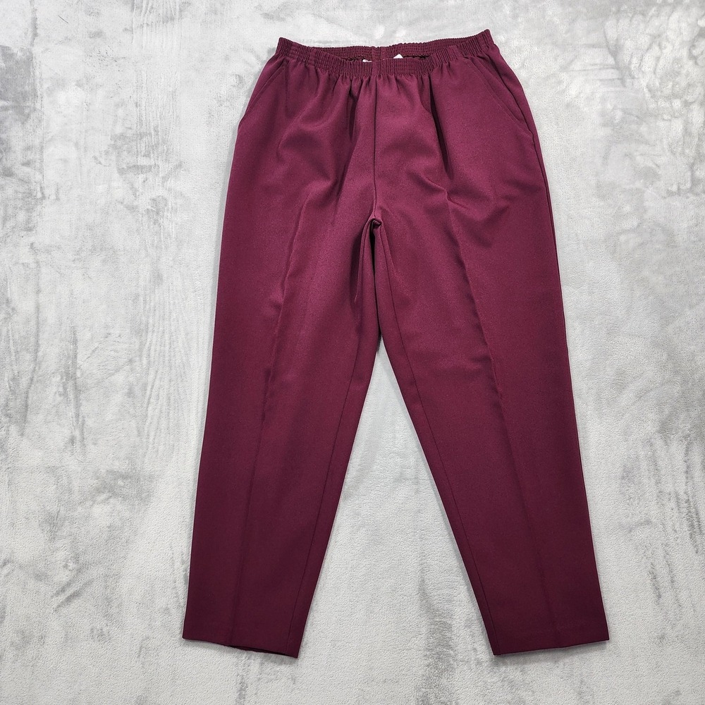 Vintage Bend Over Pants Womens 20WP PETITE Burgundy Elastic Pull On Tapered USA